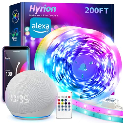 hyrion Smart LED Strip Lights 200ft WiFi, RGB Color Changing Lights Compatible with Alexa and Google...
