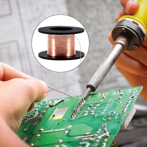 Lwuey Emaillierter Kupferdraht, Magnet Wickeldraht 0.1 mm Kupferlackdraht Isolierdraht Kupferspule 12m Lange Zweck Draht zum Löten Plombendraht Transformatoren Motoren Motherboard Lautsprecher 5 Roll