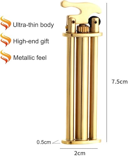 Miniatura 4 de Encendedor de cigarrillos, con llama de antorcha, de butano recargable, resistente al viento, cobre puro, butano no incluido