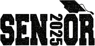 Senior 2025 Iron On Decal, Graduation Shirt Transfer, Graduate Tshirt Patch, DIY Crafts, Graduation Cap, Pick Size and Color, Iron-On Almost Anything in 5 Min (Black Glitter)