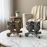 eCraftIndia Dekorative Statue mit Eulen auf Ast, Dekoration für Zuhause, Wohnzimmer, Schlafzimmer, Büro, Geschenk für Diwali, Einweihungsfeier, Geburtstag