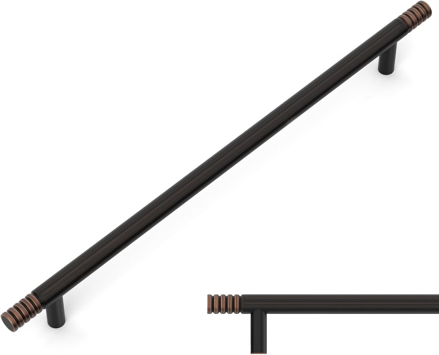 Amerdeco 10 Pack Oil Rubbed Bronze Solid Cabinet Pulls 10 Inch(254MM) Hole Centers Kitchen Cabinet Handles Hardware Kitchen Handles for Cabinets Handles ZH0070