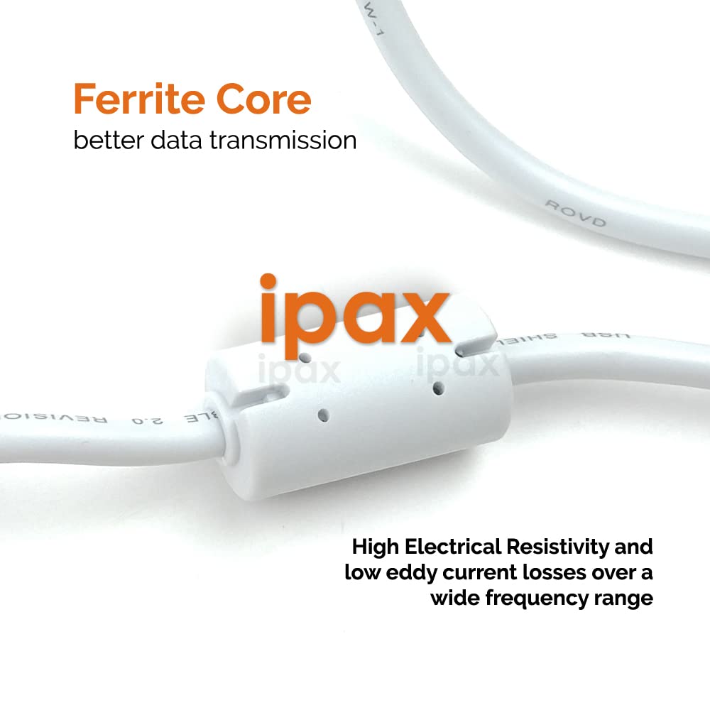 IPAX 10 ft White USB Printer Cable Compatible with Canon ImageClass D570 D550 D530 D420 MF247dw MF244dw MF236n MF227DW Canon Pixma MG3620 MG2525 TS202 Pure Copper Wire Core