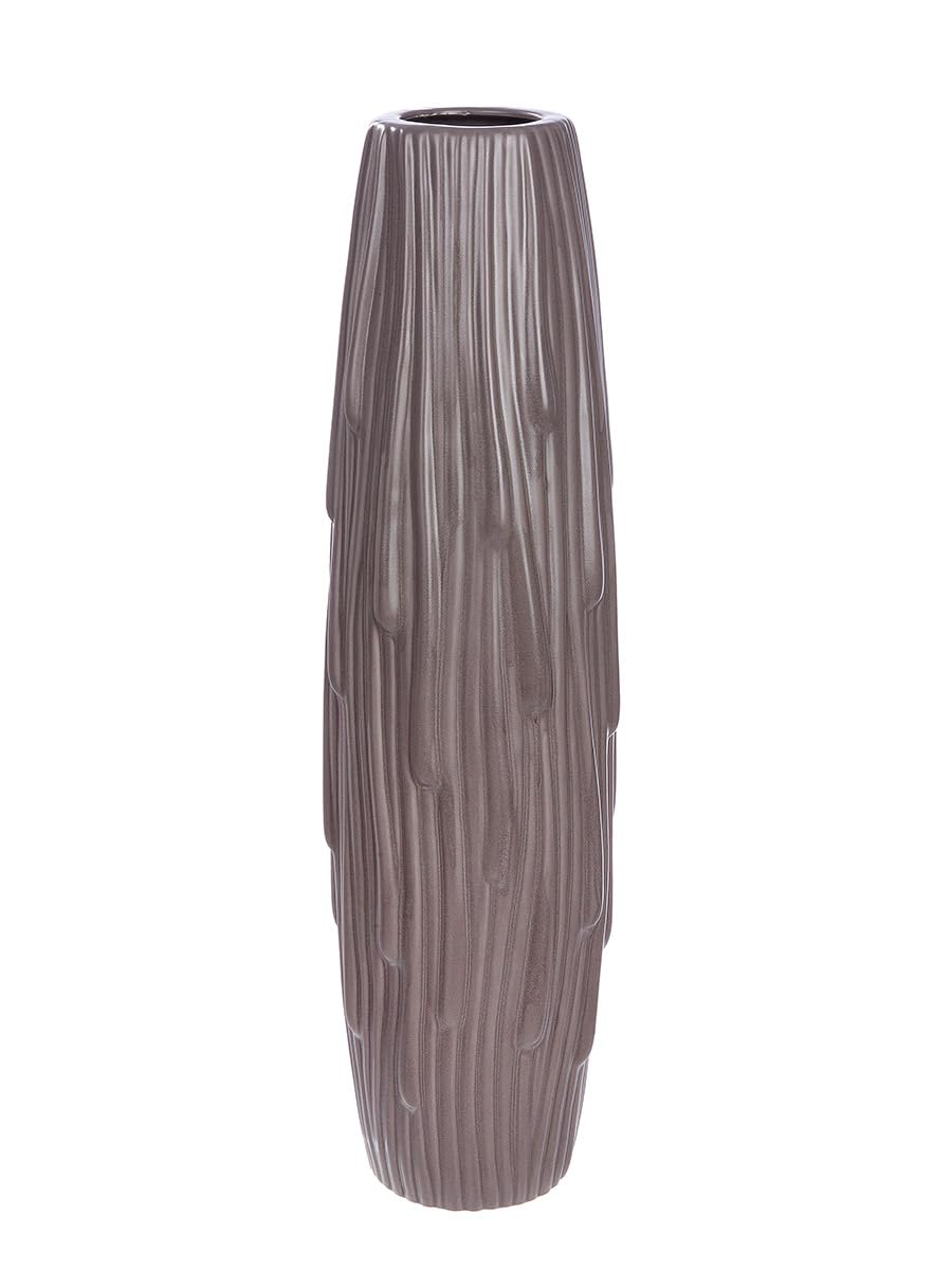 Casablanca Jarrón de cerámica Gris Mate, Altura 58 cm, diámetro 17 cm, decoración para el hogar, jarrón de Flores