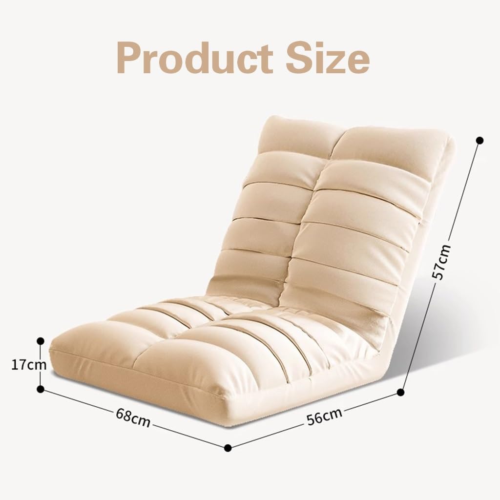 Składany fotel podłogowy, wygodna sofa gamingowa, 6 pozycji, regulowana, wyściełana, rozkładana sofa, do czytania, grania i relaksu (pomarańczowy)