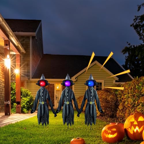 Estacas de Bruja de Halloween Iluminadas para Decorar Terrenos Húmedos y Césped 8