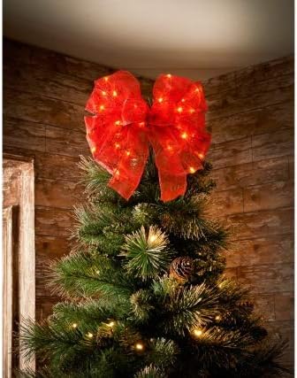 Amazing Atmosphere A Beautiful & luxury Decoration on Christmas, Led Bow Tree Topper (Red)
