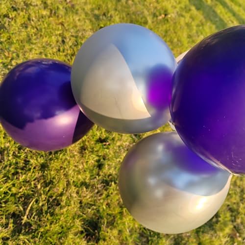 Image of Black Purple Silver Balloon, 70-pack Purple Balloons for Birthday Graduation