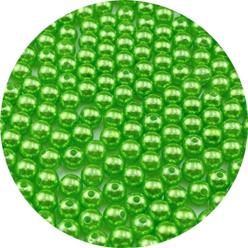 YUEXIGO 200pcs Pearl Beads for Crafts 10mm Resin Pearl for Jewelry Making Round Bulk Pearls Beads with Hole for Sewing Crafts Decoration Necklaces Bracelets Earrings Making(Light Green)