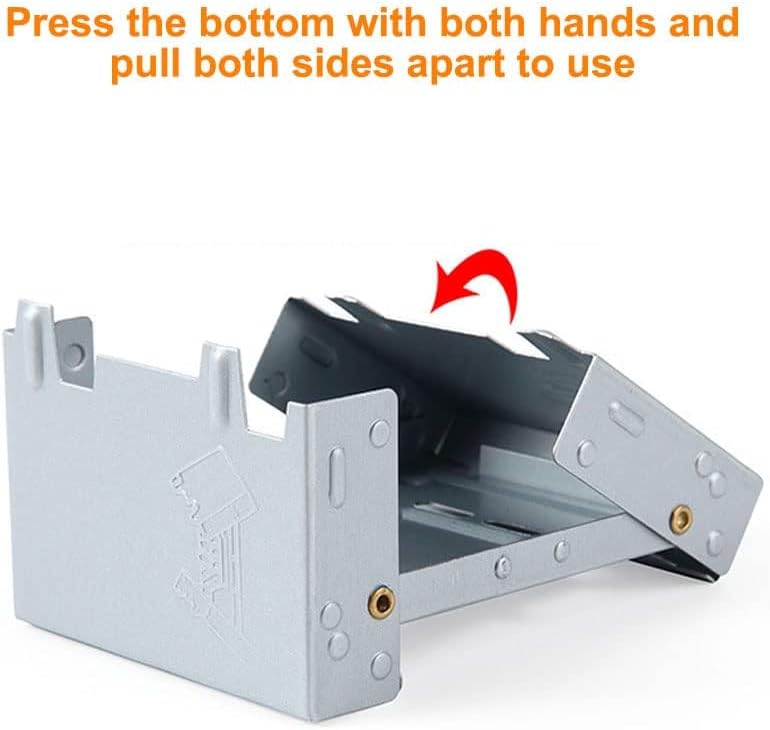 Portable Camping Stove, Compact Folding Design Solid Fuel Stove for Outdoor Cooking, Backpacking, Emergency Survival, Indoor Fuel Tablet Use