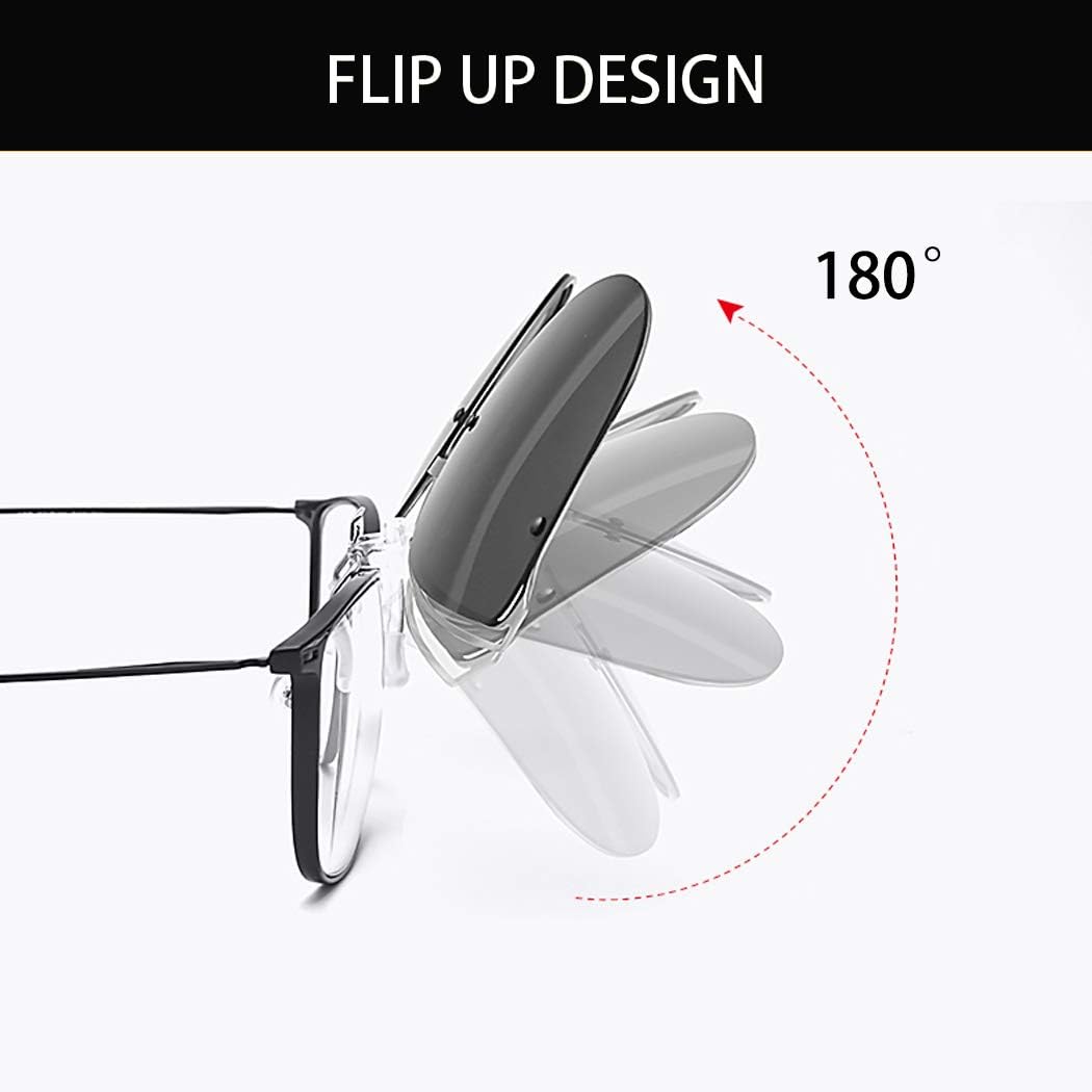 Polarized Clip on Sunglasses over Prescription Glasses Anti-Glare UV Protection Cat Eye Flip up Clip-on Eyeglasses - Image 7