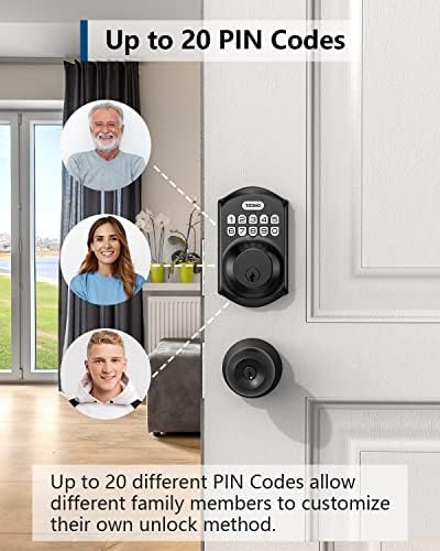 TEEHO TE001 Keyless Entry Deadbolt with Keypad for Front Door, Matte Black - 1