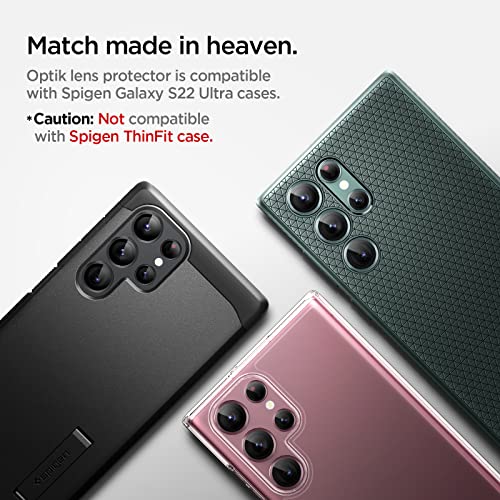 Spigen Camera Lens Screen Protector [Glas.tr Ez Fit Optik Pro] Designed For Galaxy S22 Ultra - Black [2 Pack] #TOP6