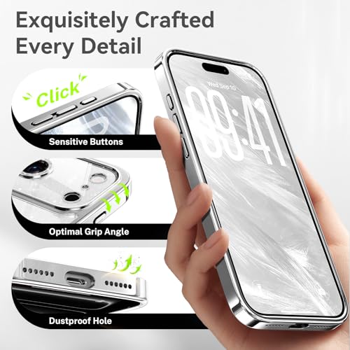 Glitter for iPhone 17 Pro Max Case with Eye-catching Integrated Lens Protection, [Seamless Work with Magsafe] [Sparkly Bling Back Panel] Cute Women Girly Magnetic Case for iPhone 17 Pro Max Silver by DOMAVER - Used condition - Image 7