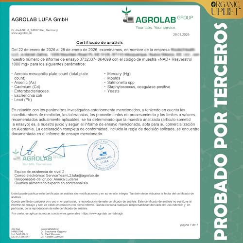 Miniatura 7 de Nad Resveratrol Puro 1000 Mg, Nad Liposomal Para Hombres Y Mujeres, Nicotinamide Riboside, Cápsulas De Nad Plus De Alta Pureza, Probado En Laboratorio, Suministro Para 3 Meses 90 Cápsulas