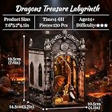 Book Nook Kit for Adults - DIY miniaturowy zestaw do domu, półka na książki, Insert Decor, magiczne puzzle 3D, domek dla lalek z osłoną przeciwpyłową (Dragons Treasure Labirinth)