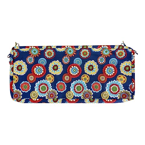 Magpie Fabrics Patio Bench Cushion Cover 48x18x3 Inch, NO Insert! Water&Fade Resistant Outdoor Loveseat Replacement Cover with Zipper (Floral Navy)