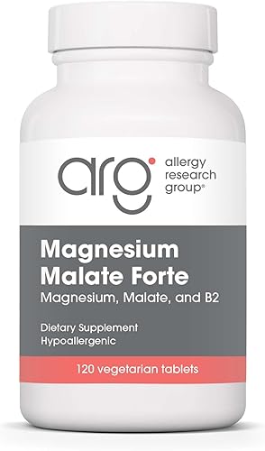 Allergy Research Group - Magnesio Malate Forte - con Riboflavina - Apoyo Energético - 120 Tabletas Vegetarianas