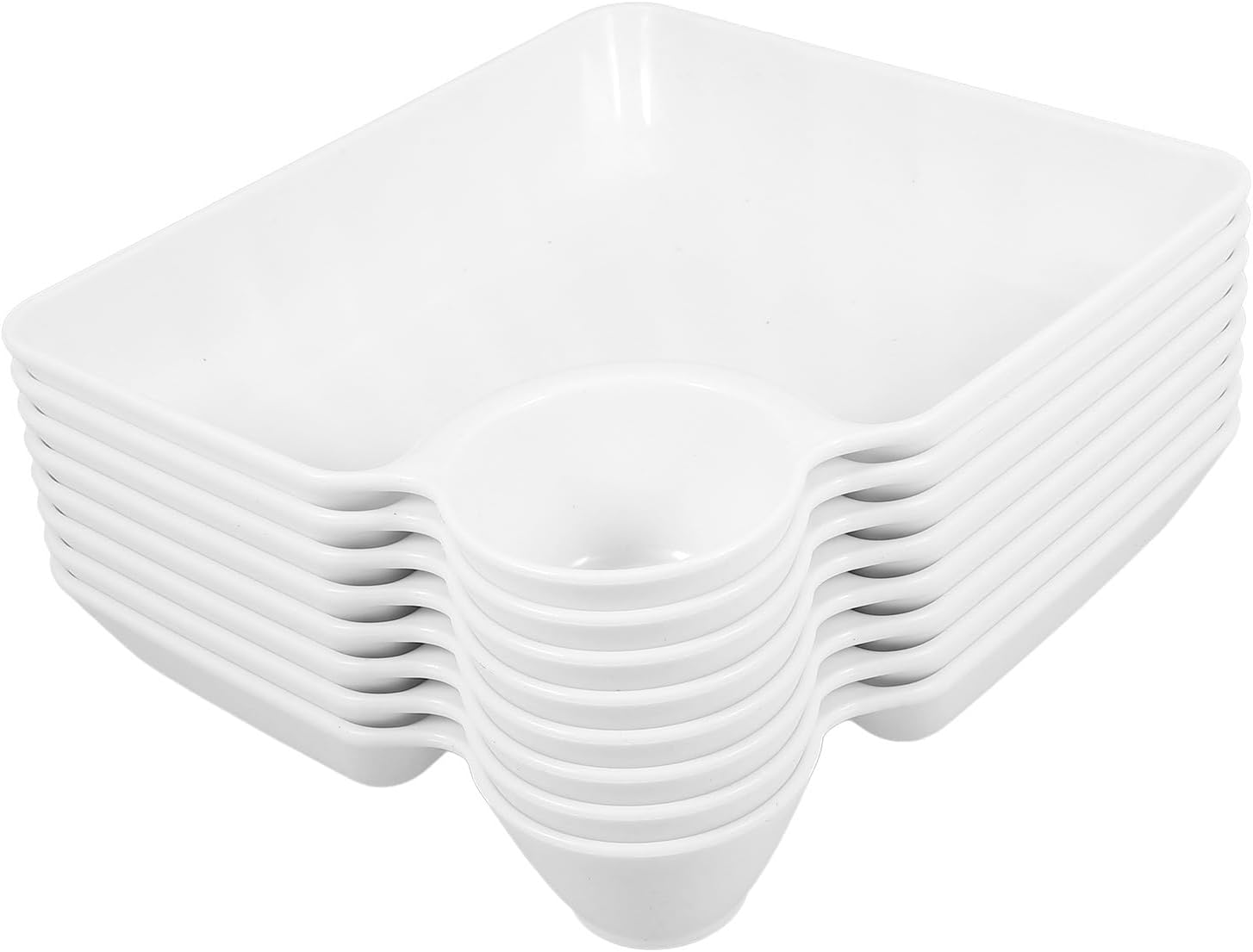 8pcs White Reusable PP Chip and Dip Platter with Sauce Compartment Xmas
