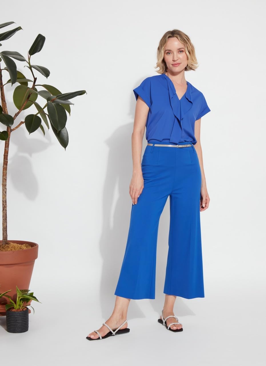 Lyssé Ellis High Waisted Culotte Pants Women – Lightweight Ponte Knit Cropped Dressy Palazzo Pants Women with Flowy Leg
