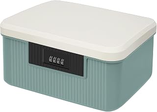 HOTOOLME Caja de medicamentos de 2 capas, 9 L, color azul, caja de almacenamiento pequeña, caja de almacenamiento con cerradura de ABS con cerradura de combinación para medicamentos, dulces, objetos