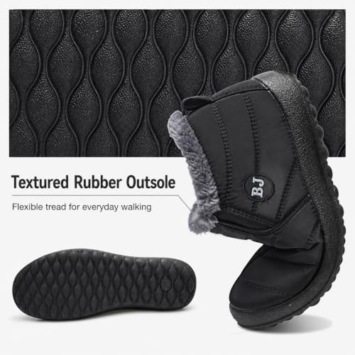 Image of Winter Snow Boots for Women Men, Lightweight Water-Resistant Boots | faux fur lining, rubber sole, warm winter wear, dog walking, errands, light snow, indoor outdoor