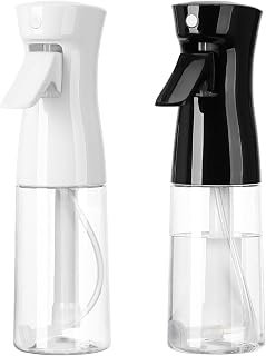 Alfven Pulverizador Agua Peluqueria, 2 unidades de 200 ml Niebla Pulverizador Continuo Botella de spray para el cabello para la limpieza del rostro, humedad, peluquería, planchado (negro, blanco)