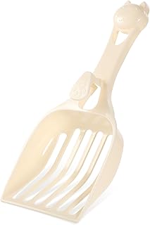 Cat Litter Scoop Wide Slats Kitty Litter Sifter Durable Plastic Comfy Handle Deep Shovel Easy Speed Pooper Lifter Captures All Clumps for Pine Pellets Box (Milky White)