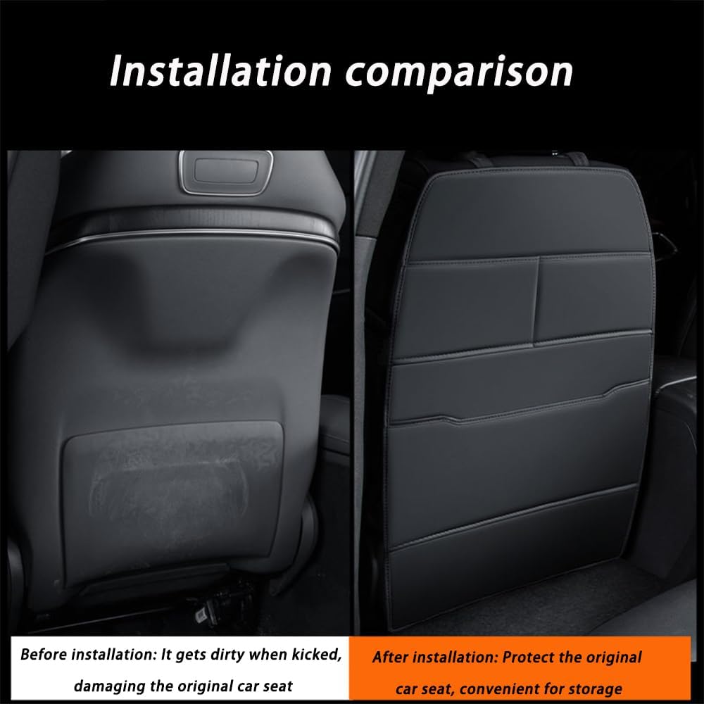 2 Pcs for Ford Edge 2015 2016 2017 2018 2019 2020 2021 2022 2023 2024 car seat Kick mat,Seat Pad Rear Cover Protector,Easy to Clean Backrest Protection Car Kick Mat Wear-Resistant,B Black