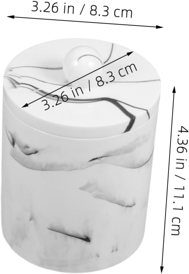 2pcs Marble Pattern Storage Box with Lid Cotton Swabs Holder Makeup Pad Organizer Stylish Desktop for Clean Tidy Spaces Design