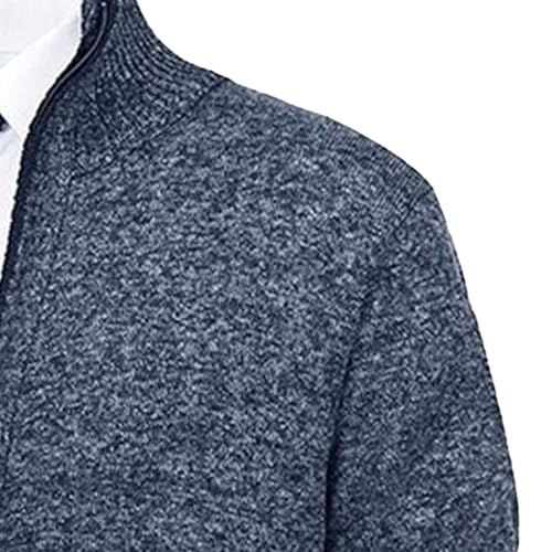 Maiyifu-GJ Men's Full Zip Cardigan Sweater Long Sleeve Stand Collar Slim Knitted Sweaters Lightweight Warm Knit Outerwear3