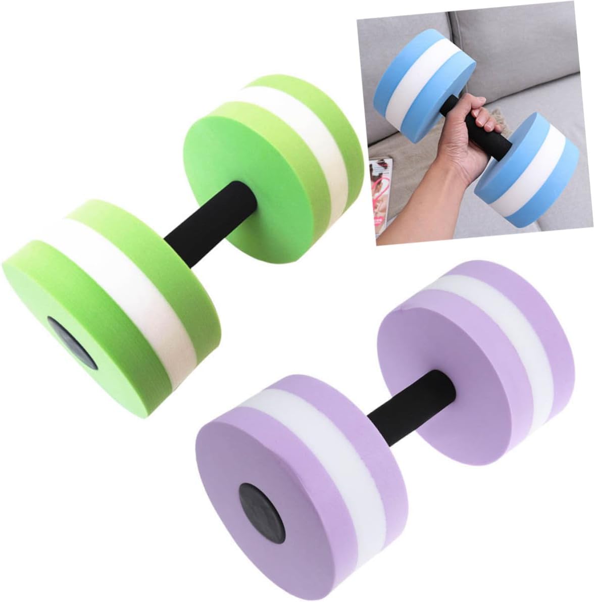 KICHOUSE Water Barbells EVA Aquatic Fitness Equipment for Aqua Workouts | Lavender Color, Set, 130g Weight, Buoyancy Support, Pool Resistance Training