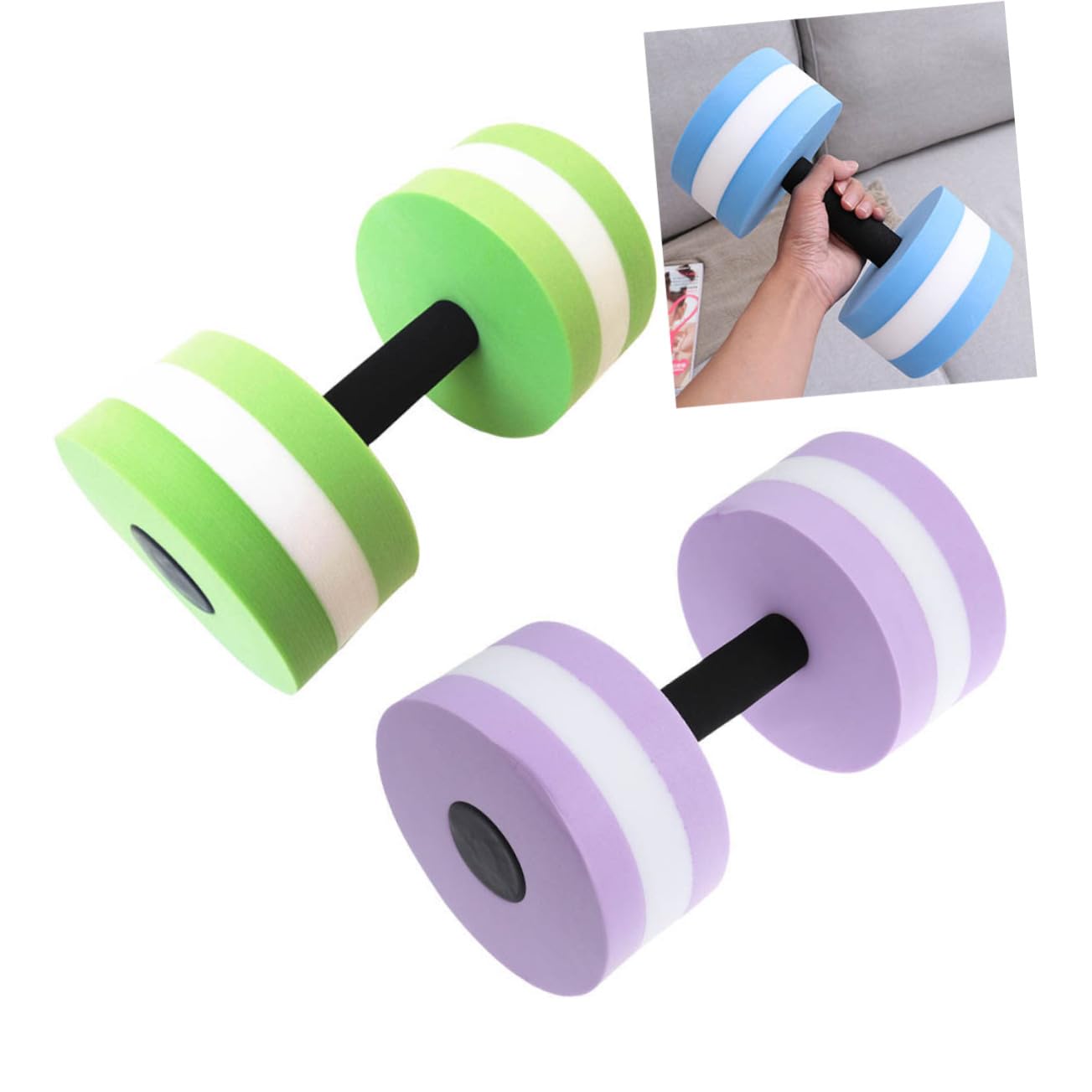KICHOUSE Eva Floating Dumbbells for Water Aerobics Pool Barbell Water Weights Aquatic Exercise Dumbbell Hand Bar