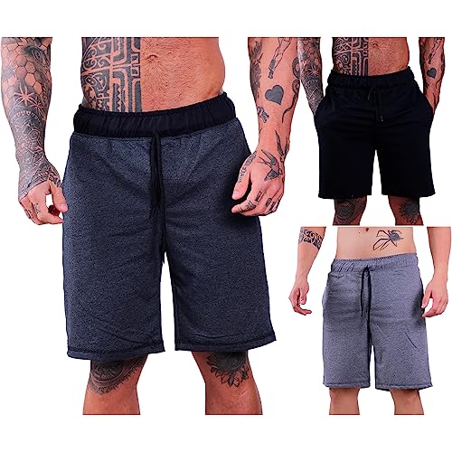 Kit 3 Bermudas Moletom Masculinas MXD Conceito Cores Básicas Casuais Treinos Musculação Academia (G,