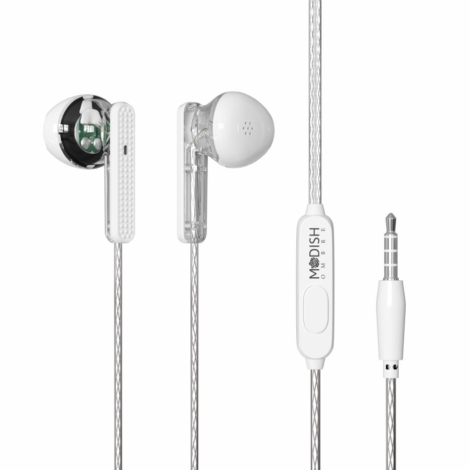 Modish Ombre Clarity X in Ear Wired Earphones with Mic, 3.5mm Audio Jack, 10mm Driver, 1.2m Nylon Braided Anti Tangle Wire, in line Controls, Metal Alloy Body, Wide Compatibility
