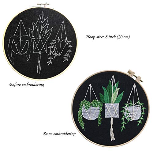 Embroidery Kits with Colorful Flower and Plant Designs; Embroidery Starter Sets with Patterns – Perfect Embroidery Beginner Kit with Hoop, Threads, Tools and Stamped Cloth