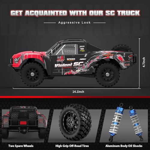 Image of HAIBOXING 3100A 4X4 Off-Road Brushless RC Short-Course Truck, 1:14 Scale Fast RC Car, Max Speed of 42 km /h (or 60 km /h with 3S Battery), 4WD Electric Powered Remote Control Truck for Adults and Boys