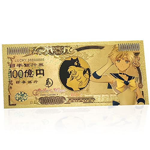 YJacuing Anime Sailor Moon Gold Coated Banknote, Limited Edition Collectible Bill Bookmark (5 PCS II)