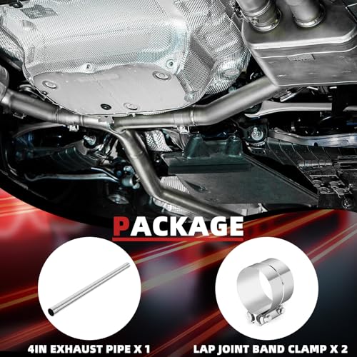 LCGP 4 Inch Straight Exhaust Pipe, 4" Stainless Steel Straight Muffler Replacement Pipe, 40" Length Mandrel Exhaust Tube with Two Lap Joint Band Clamps(New Version) by LCGP - Used condition - Image 8