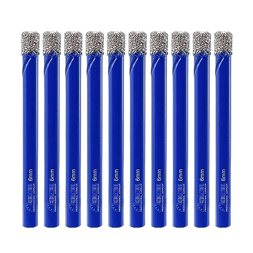 SHDIATOOL Brocas de diamante 6mm, Brocas sacanúcleos con mango redondo agujero de la sierra de corte para baldosas de porcelana de mármol de cerámica de granito, perforación en seco humectante, 10pcs