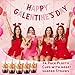 FoldTier 24 Sets Galentines Gang Cups with Lids and Pink Straws 16oz Glantine's Day Disposable Clear Plastic Cups Girl Gang Valentines Day Decorations for Cold Beverage Drinking