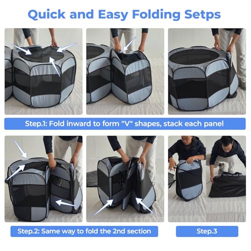 Image of 2-in-1 XLarge Portable Cat Playpen Assembly-Free for Indoor Cats Enclosed Pop Up Dog Play Pen Outdoor Puppy Pet Tent Crate House Condo Kitten Kennel Small Animals Cage(No Divider, Unified Space)