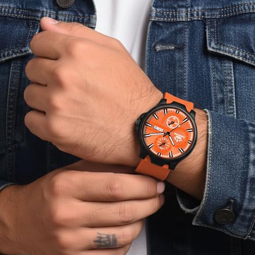 Image of LIMESTONE Men's Analog Quartz Watch with Day & Date Display, Leather /Silicone Strap - Casual & Formal Wrist Watch for Men
