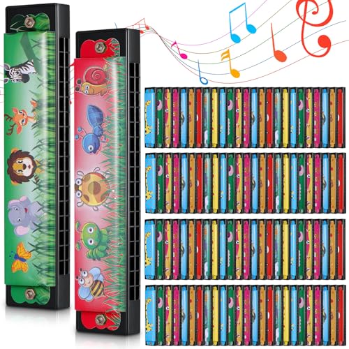 Fiada 30 Pcs Harmonica for Kids 16 Holes Harmonicas Musical Instrument Toy Gift Cartoon Double Row Return Gifts for Birthday Party Favors Goodie Bags Stuffers Kids Over 6 Years Old