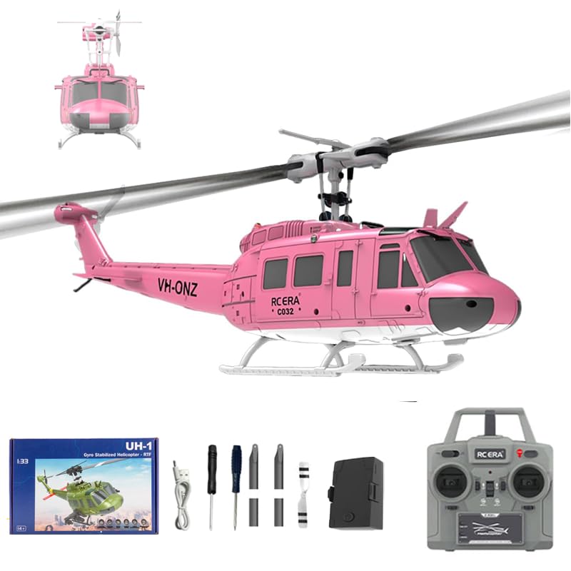 RC ERA C032 UH-1 Huey – Hélicoptère RC 6 Canaux 2,4 GHz – Moteur Sans Balais – Gyroscope 6 Axes – 3 Batteries – Débutant Avancé – Jaune/bleu