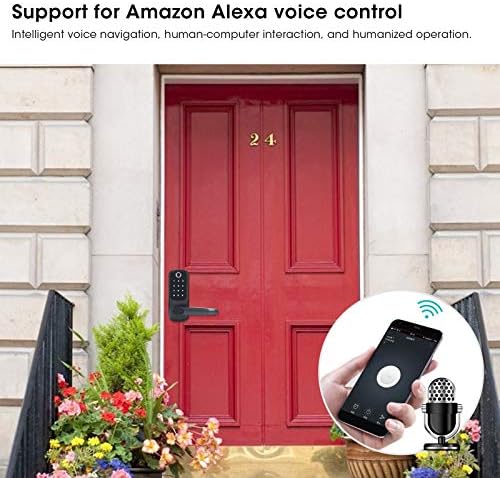 Smart Door Lock, Fingerprint Password Door Lock WiFi Electronic Touchscreen Lock with Handle, 5 Ways to Unlock, Support Alexa Voice Control