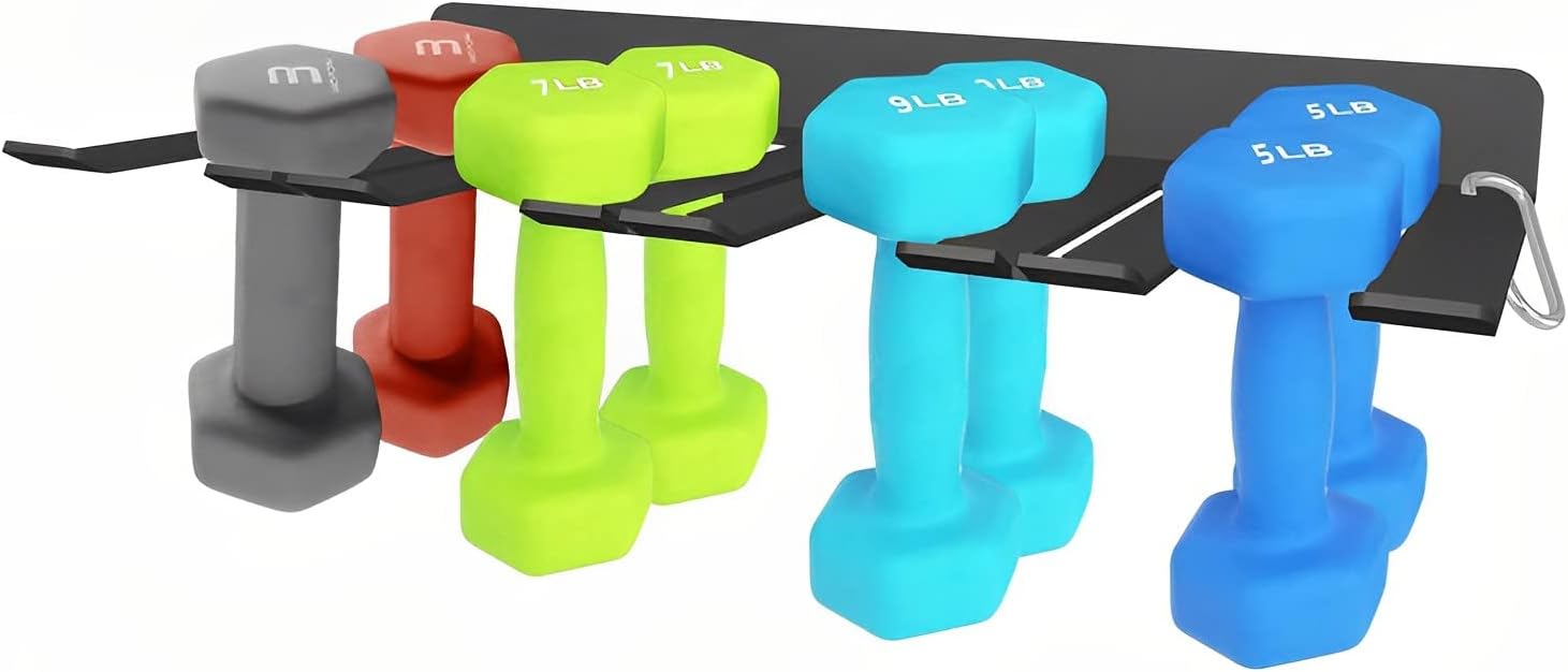 Wallmount Blackcoating Dumbbells Rack 4Slot Free Weight
