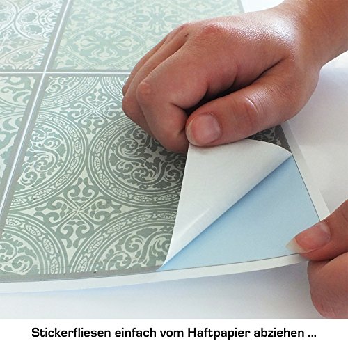 Decoratieve stickertegels 15x15 cm met leuke motieven en ornamenten voor muren en tegels | 12-delige set | satijnen… - Image 5