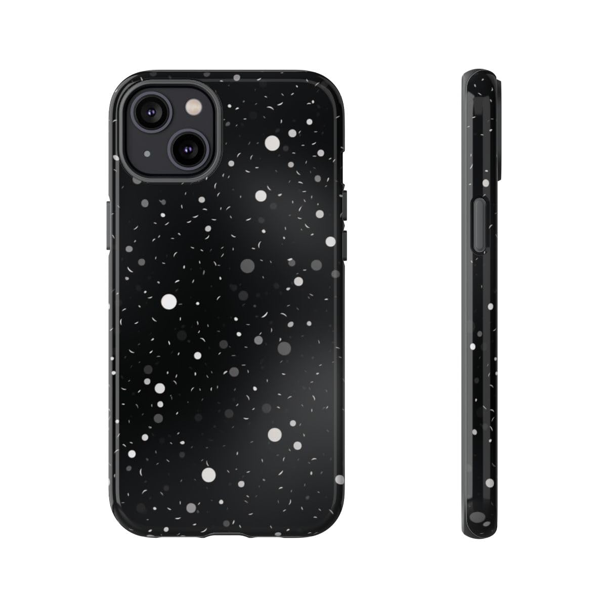 Coque rigide iPhone 14 Plus noire anti-rayures texture espace
