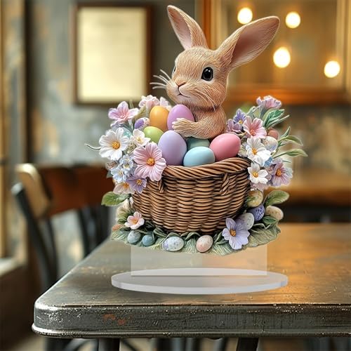 Acrylic Desktop Decoration, Easter Table Decor, Egg Tiered Tray Ornament, Spring Bunny Ornaments, 7.48x7.87 Inches, Ideal for Family Gatherings or Festive Meals – vue 6